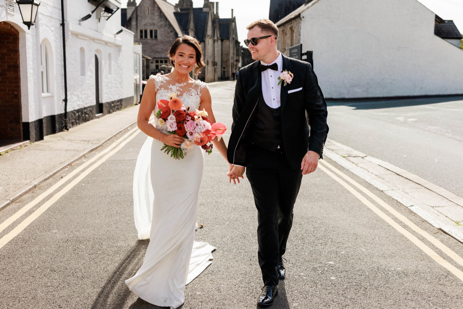A couple on their wedding day in South Wales
