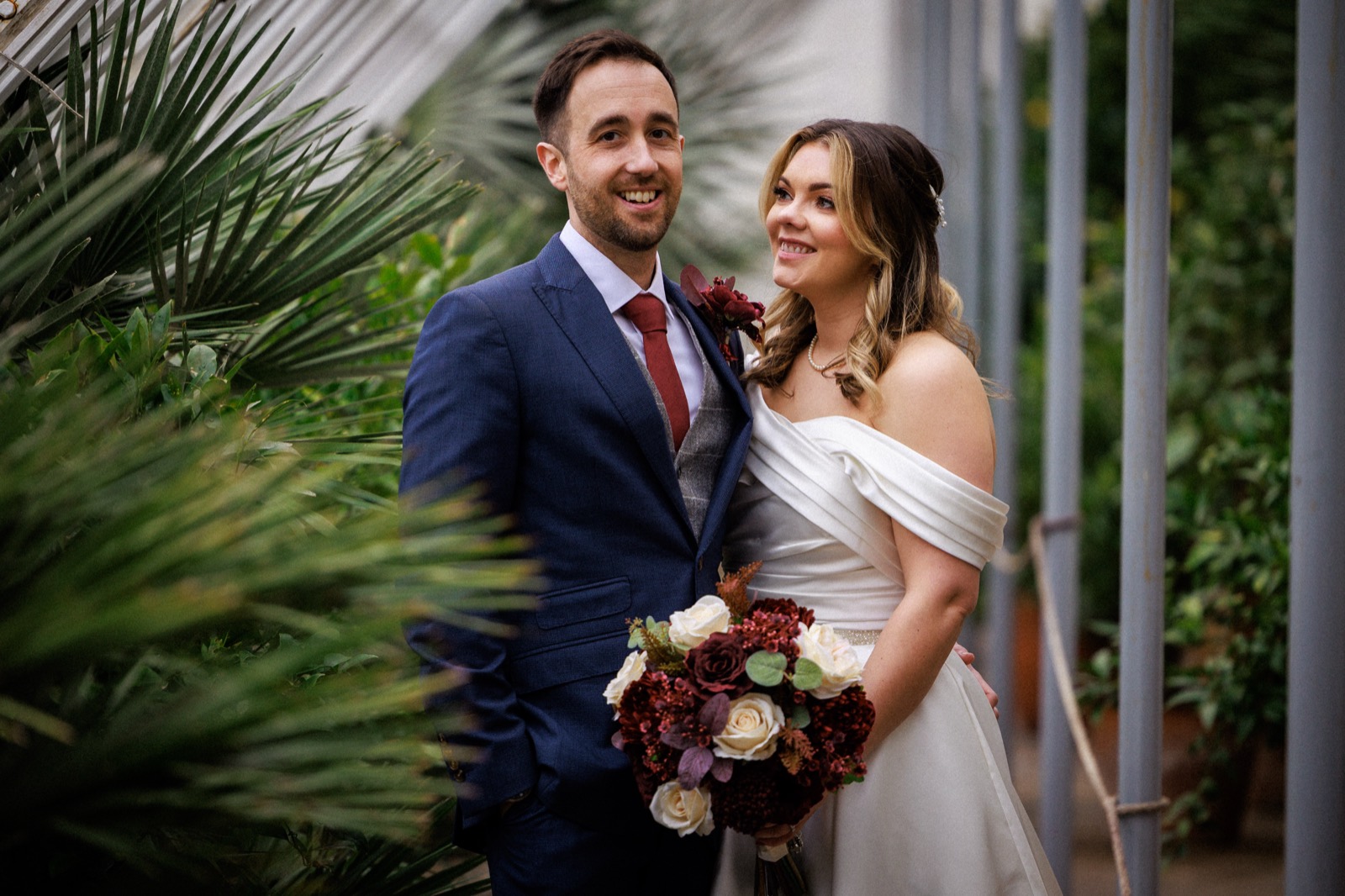 Codey and Darren together in the orangery on their wedding day