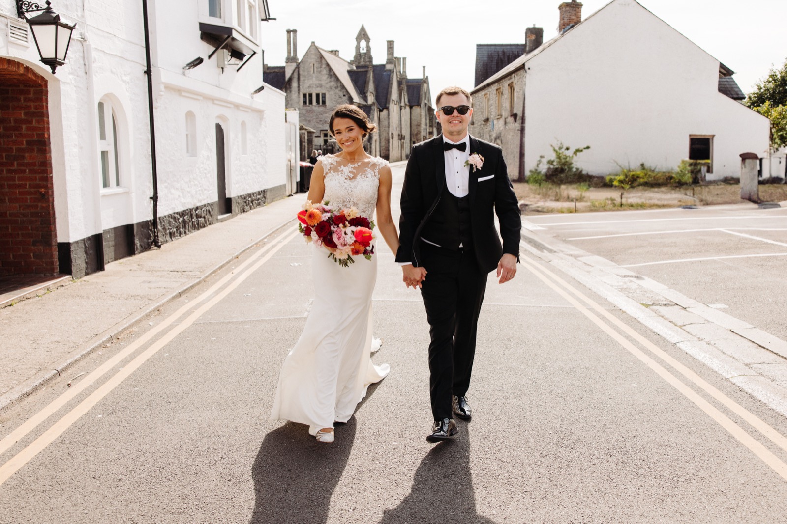 A couple on their wedding day in South Wales
